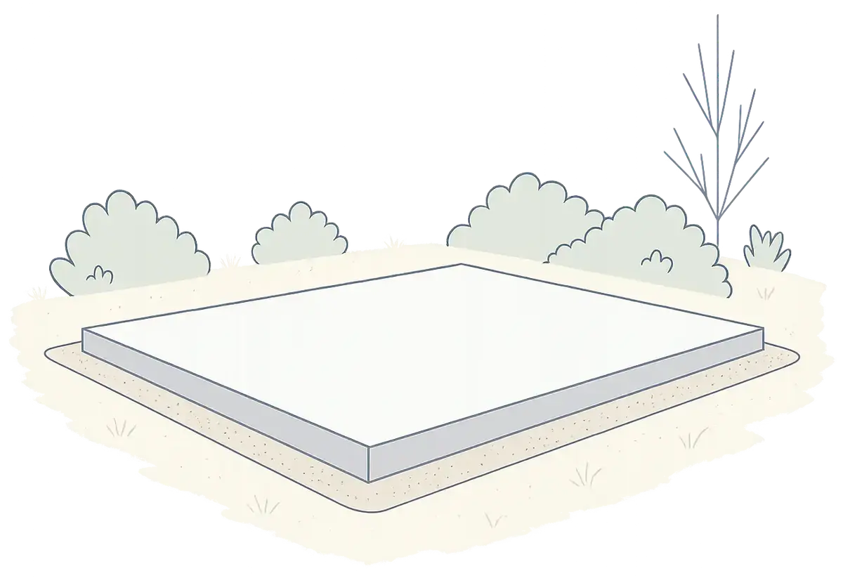 Reinforced concrete base prepared for a park home