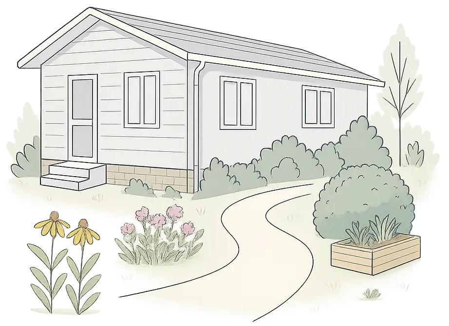 Illustration of landscaped outdoor space