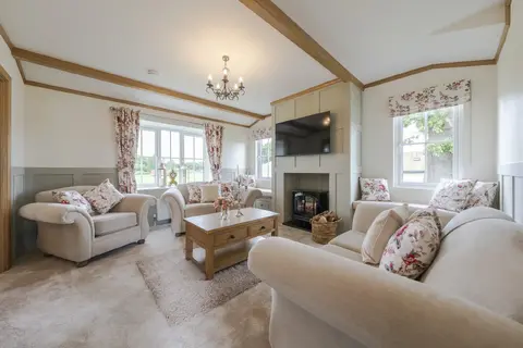 Lounge with electric stove fire