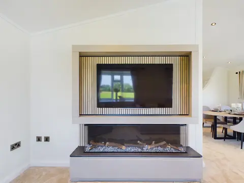 Lounge media wall fireplace