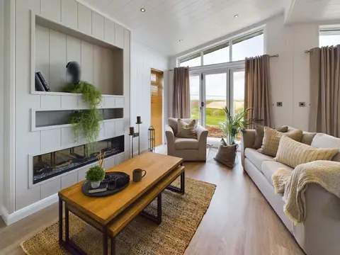 Lounge with built‑in electric fire