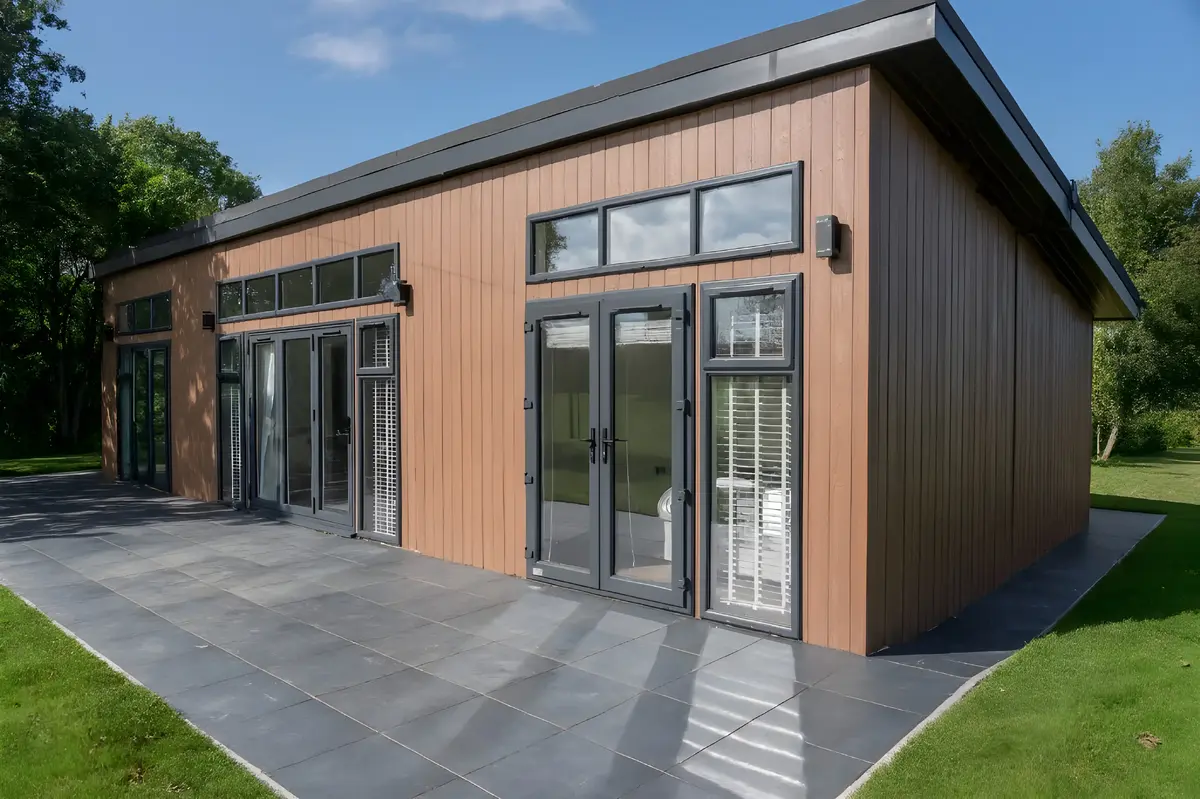 Exterior view of the River Dart mono pitch lodge