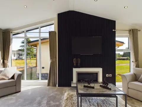 Lounge area with feature slat wall
